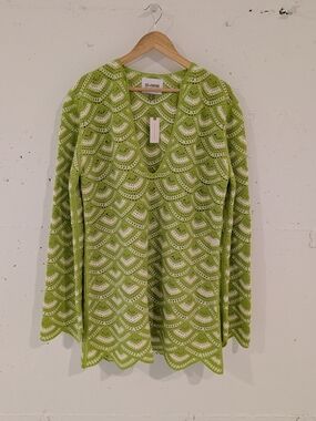 Anthropologie Celandine Green Crochet V-Neck Dress